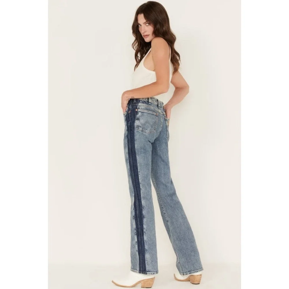 Wrangler Westward High Rise Bootcut Jeans Blue Two Tone Color Block 31x30 - Picture 7 of 16